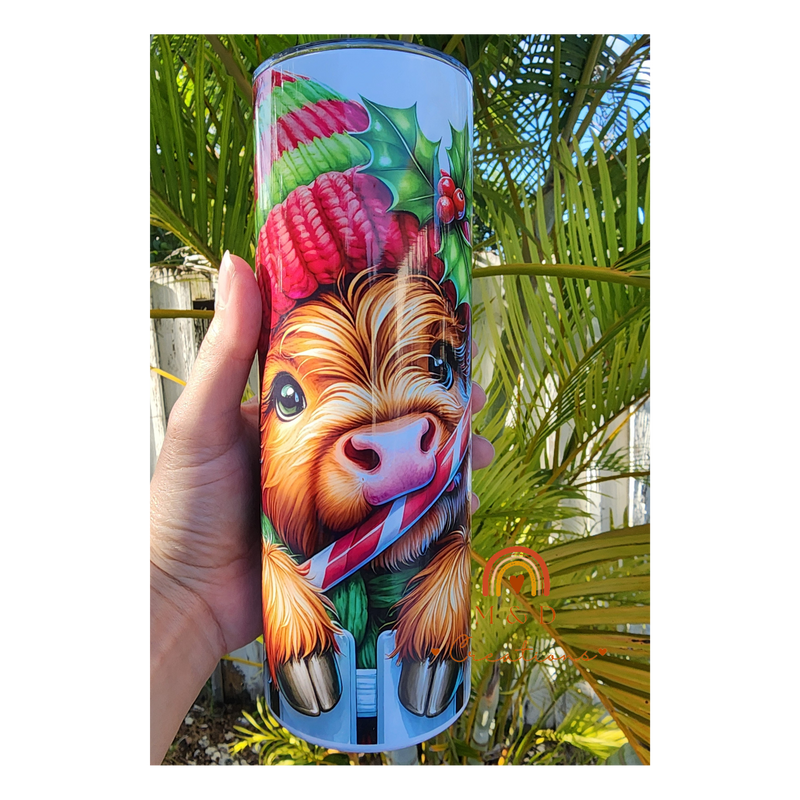 Highland Cow Candy Cane 20oz Tumbler