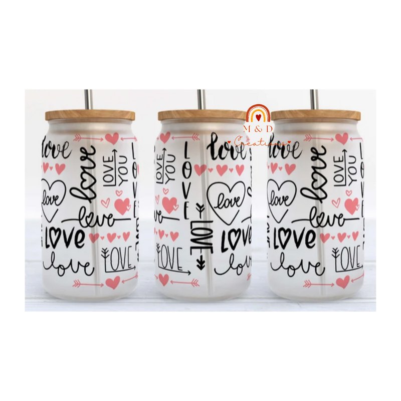 Love 16oz Frosted Glass Cup